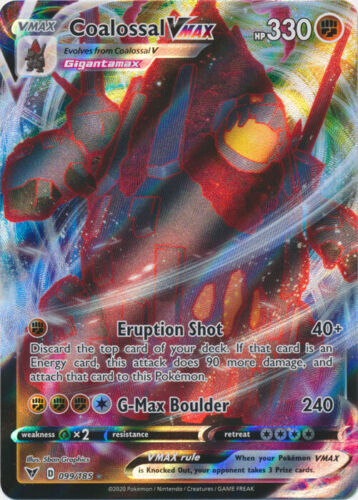 coalossal vmax pokemon card value Coalossal VMAX 099/185 Holo VMAX Rare Vivid Voltage Pokemon NM/M