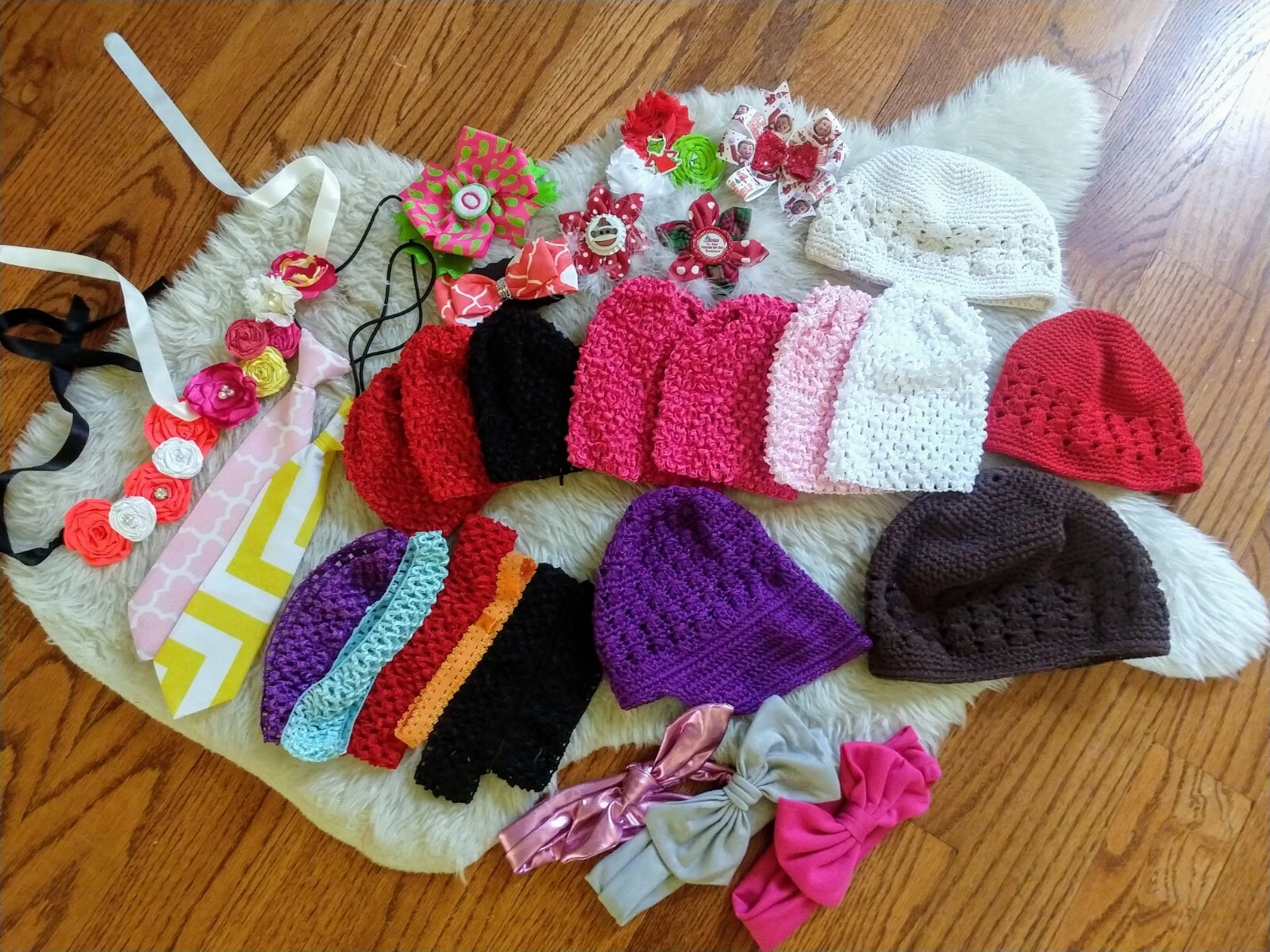 Baby/Toddler Beanie Hats, Baby Headbands Lot. Photography Props! Crafter. NWOT!