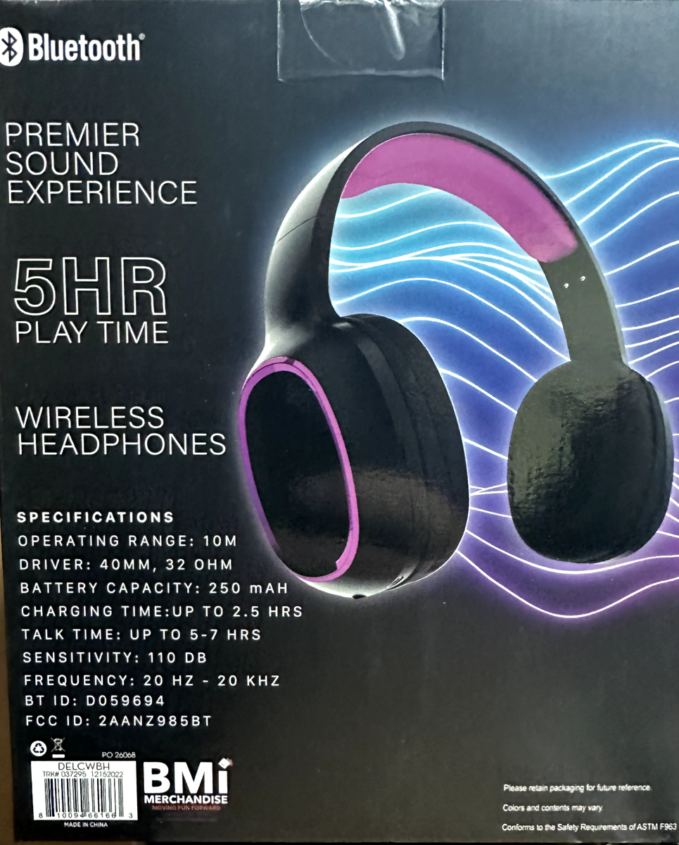 BMi Merchandise Wireless Bluetooth Headphones | eBay