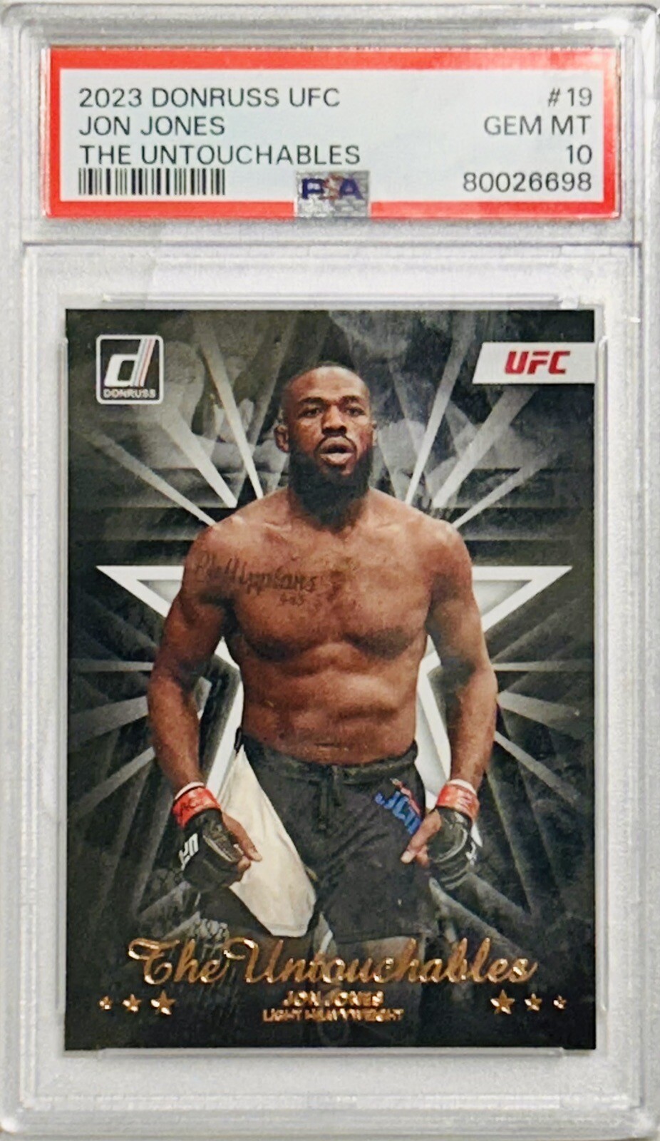 2023 Panini Donruss UFC Jon BONES Jones The Untouchables #19 PSA 10 Gem Mint view 2