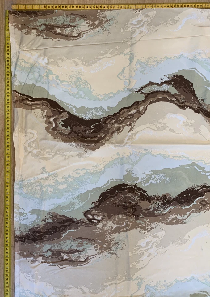 Waves Blue Beige White 120w X 160 L Black Out Coated Curtain Fabric Remnant - image 3 of 4