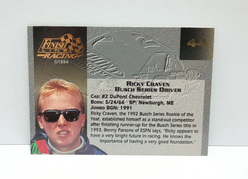 Ricky Craven Finish Line Gold Auto Autograph Card Nascar - Image 2 of 3