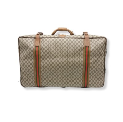 Old Gucci Travel Trunk Luggage Bag PVC Vintage GG Monogram