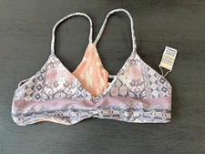 NEW colorful reversable     L SPACE swimsuit bikini top size D cup