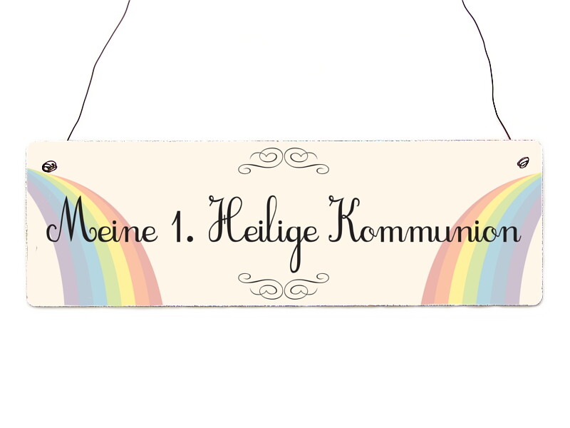 INTERLUXE Holzschild MEINE 1. HEILIGE KOMMUNION *REGENBOGEN* Geschenk Dekoration
