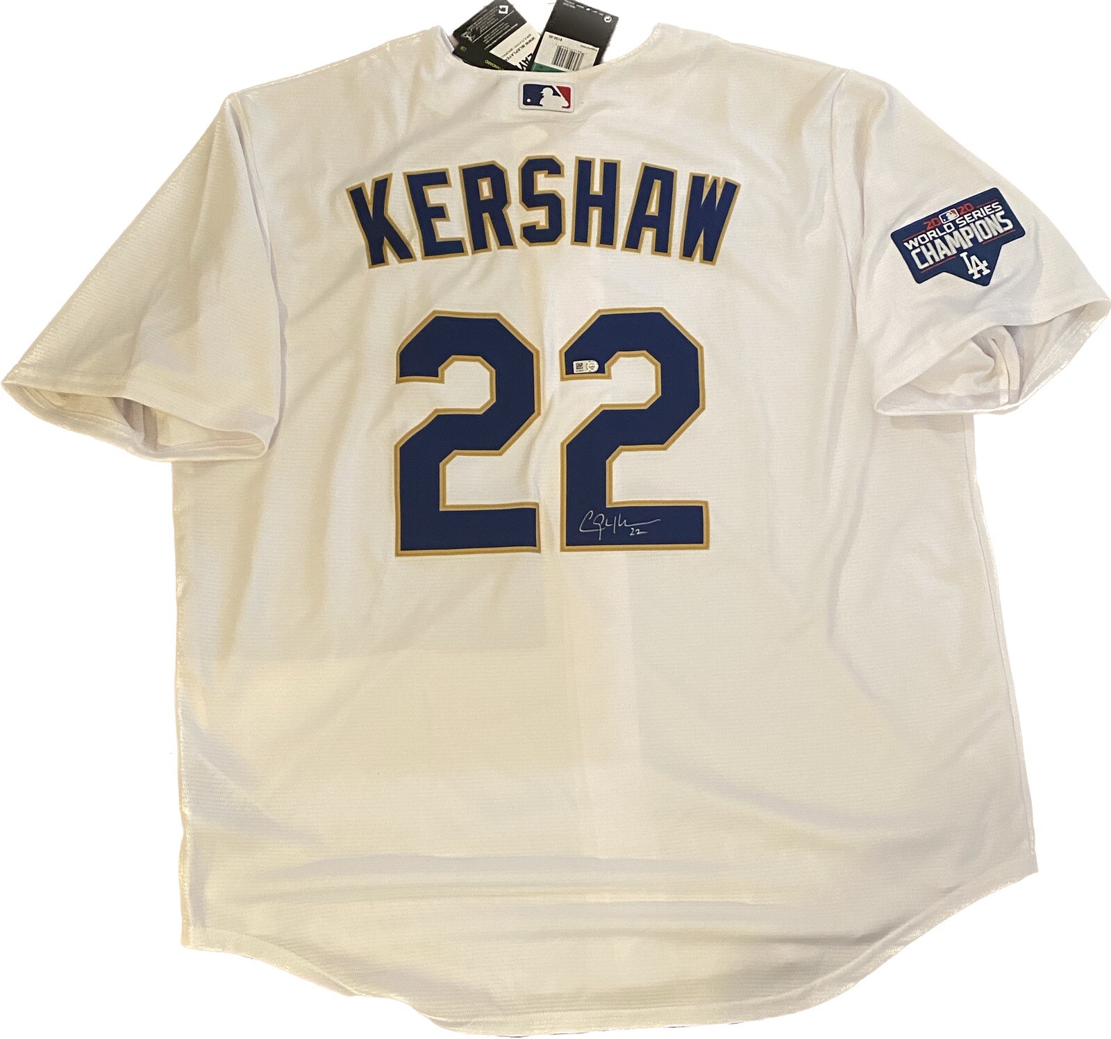 Clayton Kershaw Autographed Signed Los Angeles Dodgers Hand Auto 2020 World Series Jersey Beckett Authentication 