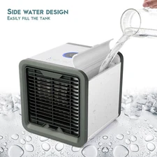 Portable Air Cooler Fan Mini Air Conditioner USB Cooling Fan Desk LED Light Fan