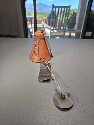 Vintage Beatiful Hanging Terracotta Windmill Windchime Signed DOBE