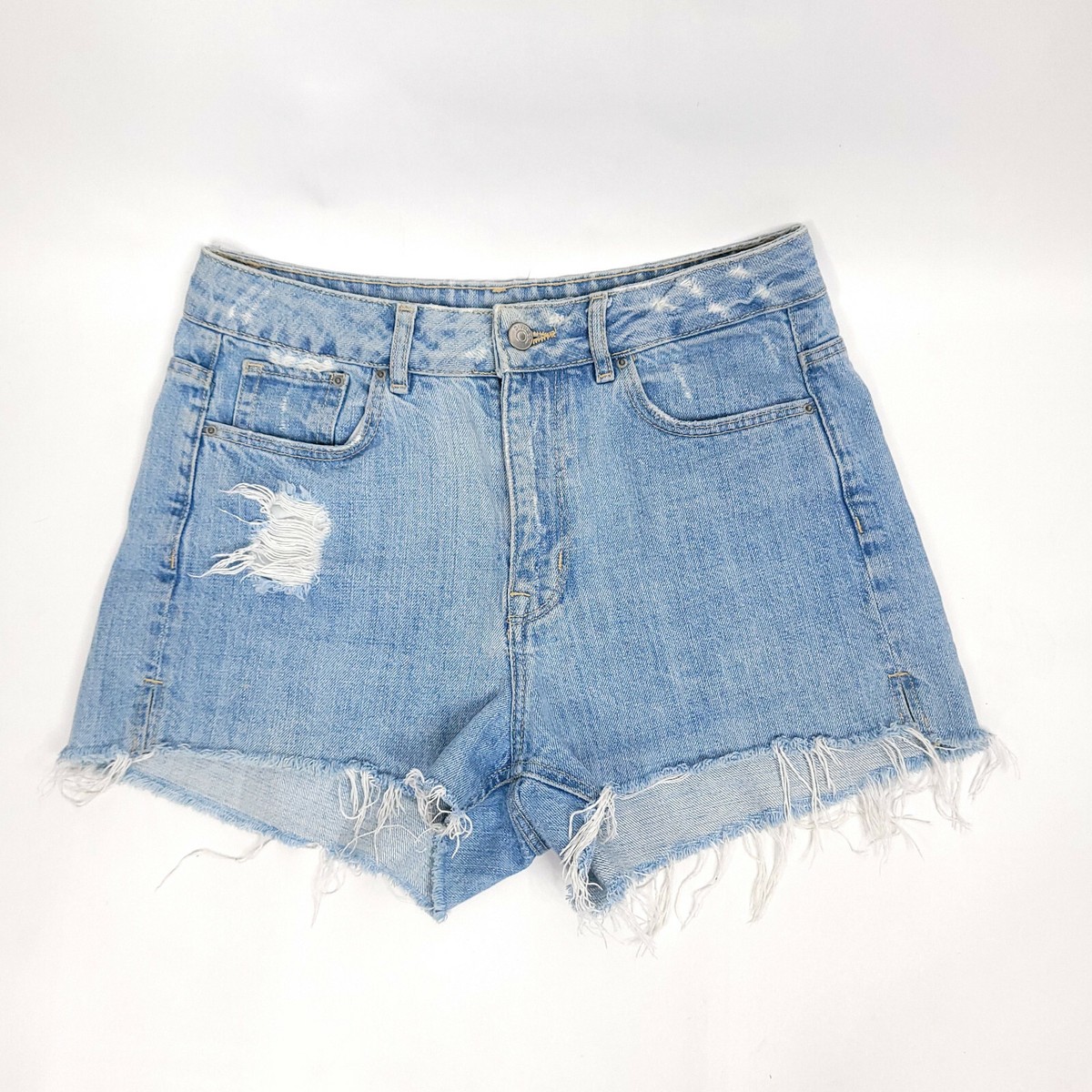 Divided Womens Denim Shorts Blue High Rise Cut Off Distressed Jeans Booty - Main Image
