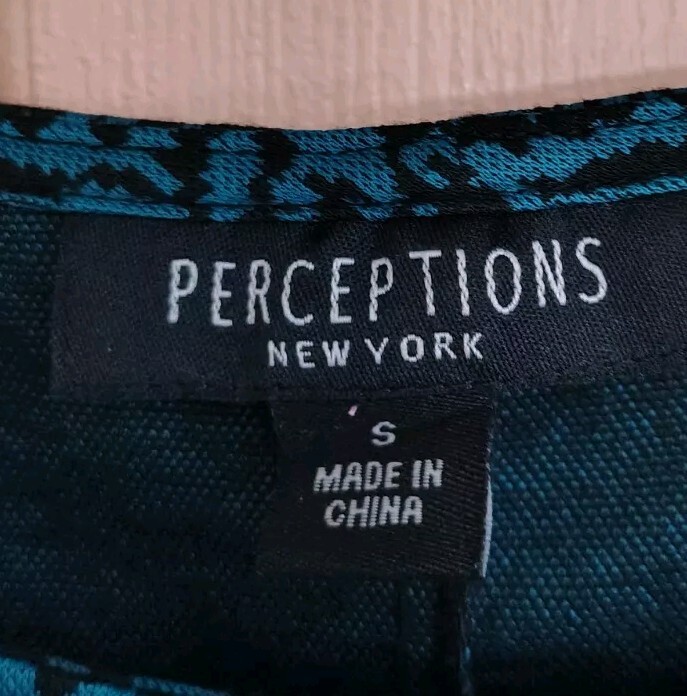 Perceptions Blue Small Polyester Short Sleeve Dre… - image 3