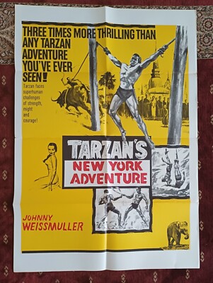 ANTIQUE movie poster of Tarzan's New York Adventure (1942)