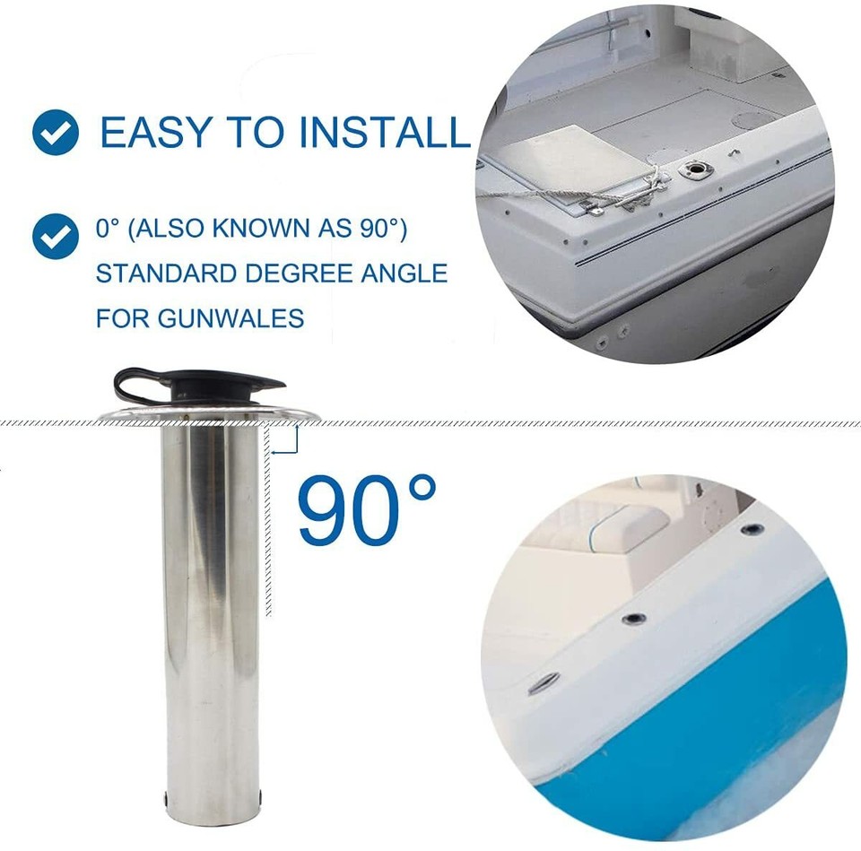 Sell Newest 2x Marine Grade Stainless Steel 90° Angled Boat Fishing Rod Holder & Caps In Rowland - Foto 9