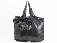 New  Red Valentino X Large Black leather Bow Tote