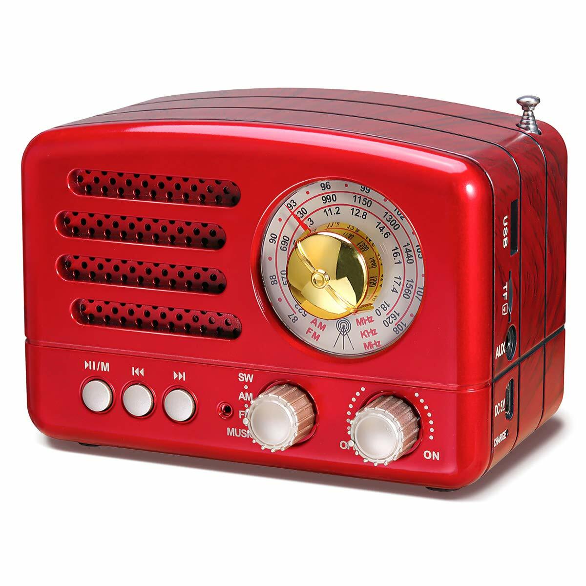 PRUNUS J-160 Radio Vintage Bluetooth Portatile FM/AM/SW Ricaricabile