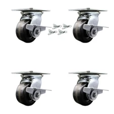 4 Inch Phenolic Caster Set with Ball Bearing and Brakes/Swivel Locks SCC