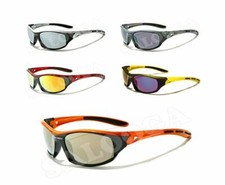 X Loop Sunglasses Mirror Lenses Wrap Around Plastic Frame Sport Baseball For Men