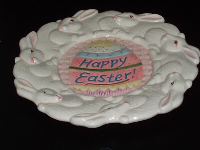 Vintage FITZ AND FLOYD Circa 1997 EASTER CELEBRATION CANAPE PLATE  8'' NOS