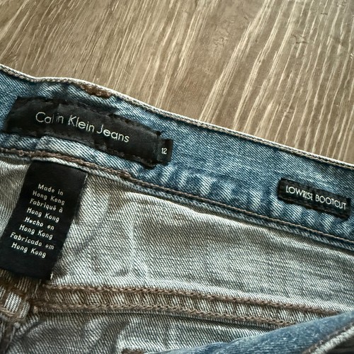 Calvin Klein Denim Patchwork Heart Jeans - Size 12 Low Rise Bootcut - Picture 2 of 6