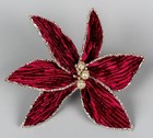 6X Christmas Ornaments Flower Poinsettia Burgundy 16cm Xmas Home Tree Decoration