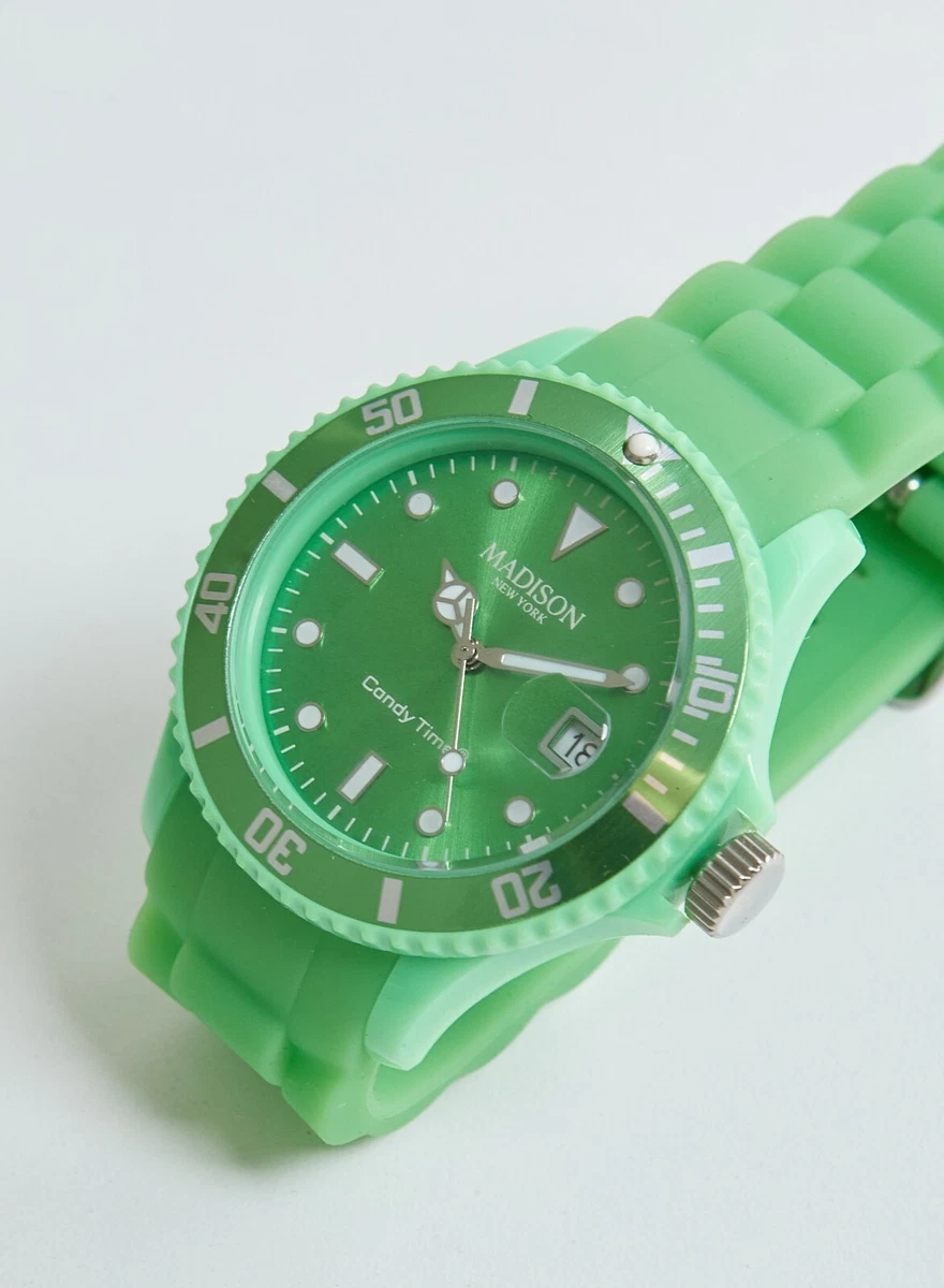 Madison New York Candy Time Original Silicone Quartz Watch in Apple Green