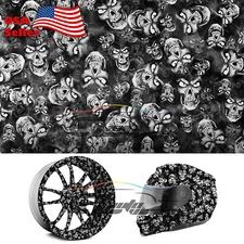 19"x38" Hydrographic Film Hydro Dipping Dip Water Transfer Black white Skull #20