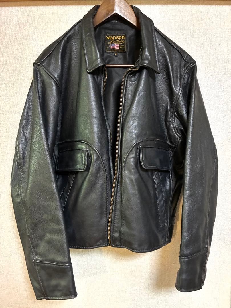 VANSON Leather Trucker Jacket Collared Short L - image 2