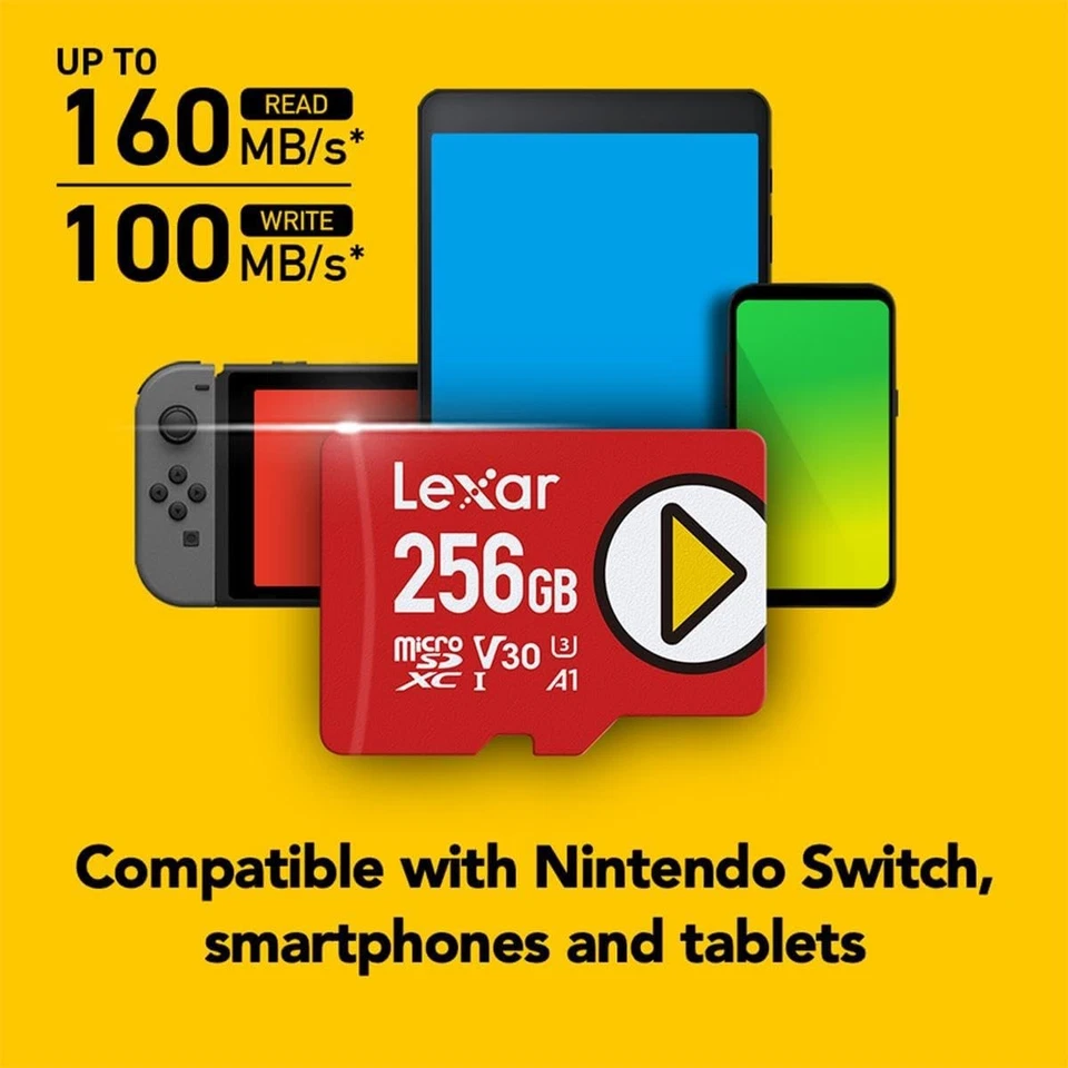 Lexar 256GB PLAY microSD Card, UHS-I, C10, U3, V30, A1, Full HD, 4K, Up Red - Image 3 of 4