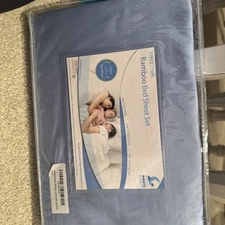 Hotel Sheets Direct Bamboo Duvet Cover 3pc set Twin Light blue corner ties New