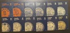 Set of 12 Whitman Canada Coin Folders, 1c, 5c, 10c, 25c & $1, seeded with coins