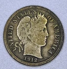 1912 Barber Dime 90% Silver Philadelphia Mint Almost Full Liberty