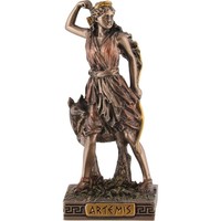 Miniatur Bronzierte Artemis, Griechische GöTtin Der Jagd Mit Pfeil Und Bogen Und