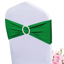 Albassa Chair Sashes Spandex Stretch Bows Green 50PCS for Wedding Party