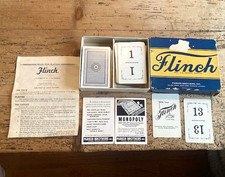 1938 FLINCH CARD GAME-BOX,INSTRUCTIONS,PAMPHLETS OF OTHER GAMES-BEAUTIFUL CARDS 