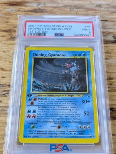 PSA 9 SHINING GYARADOS #65 holo - Neo Revelation 2001 Pokemon Card! 1st Edition
