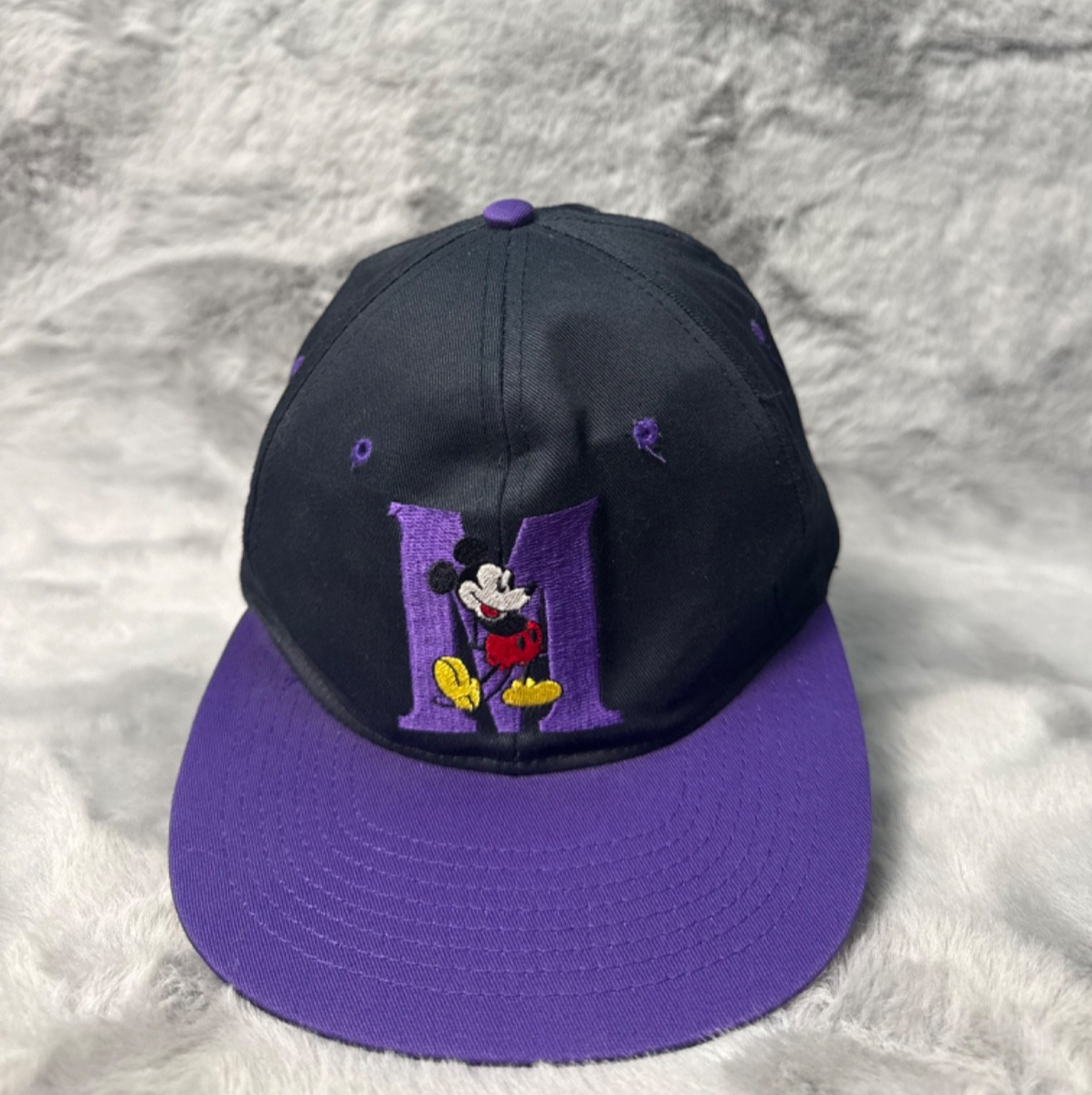 Vintage Mickey Mouse Hat Cap Purple Black Fresh Caps Drew Pearson