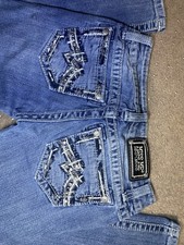 Miss Me Easy Boot Blue Embroidered Stretch Bootcut Jeans Women's Denim