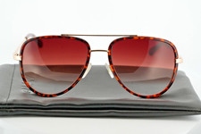 Quay All In Sunglasses Full Rim Tortoise Aviator Lightweight Designer 56-17-140
