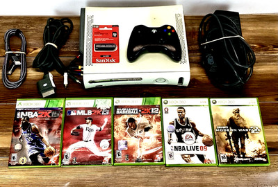Xbox 360 Console Bundle  HDMI  1 Controller Wireless  20GB HDD   5 Games