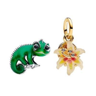 Chameleon And Glow-in-the-Dark Flower Duo Charms for Bracelets and Necklaces ...