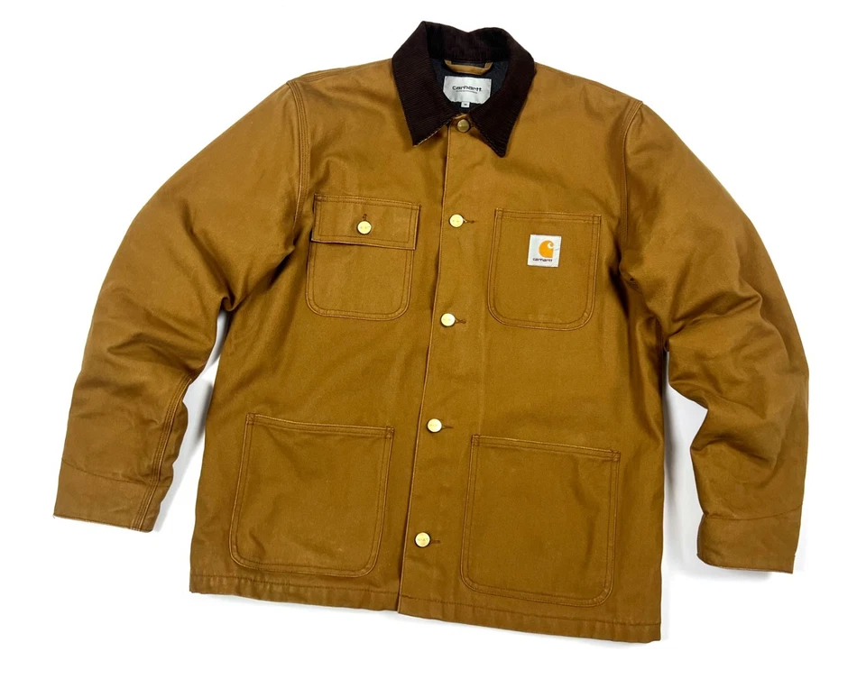 Men's CARHARTT Michigan Beige Cotton/Wool Lined Jacket Casual Size M/L - Image 3 of 4