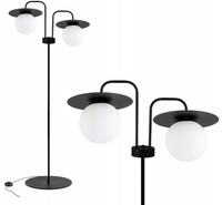 Stehleuchte BüRo 2-Flammig Glas Schwarz Weiß E27 150 Cm Stehlampe Wohnzimmer