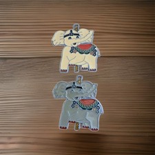 Suncatcher BABY ELEPHANT Ornament Stained Glass Acrylic Metal Set Of 2