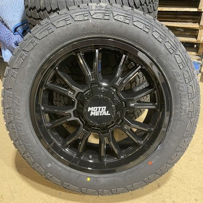 20x9 Black Moto Metal MO810 Legacy Wheels 32 AT Tires 6x5.5 Chevy