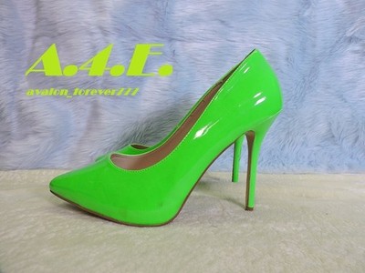 Green Day Glow UV patent heels by Pleaser.   Size Womens 12 Mens 10.5