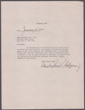 DINAH SHORE - DOCUMENT SIGNED 01/30/1950