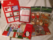 Large Lot of Assorted Christmas Present Gift Tags 289 Mixed, Most Stickers