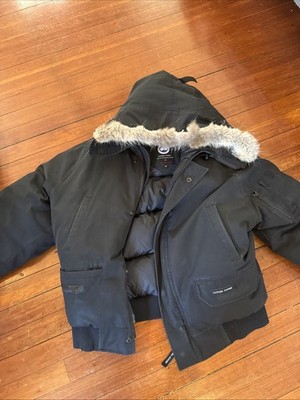 Canada Goose Bombers Parka Men's Jacket with Fur Hood, Large - Black
