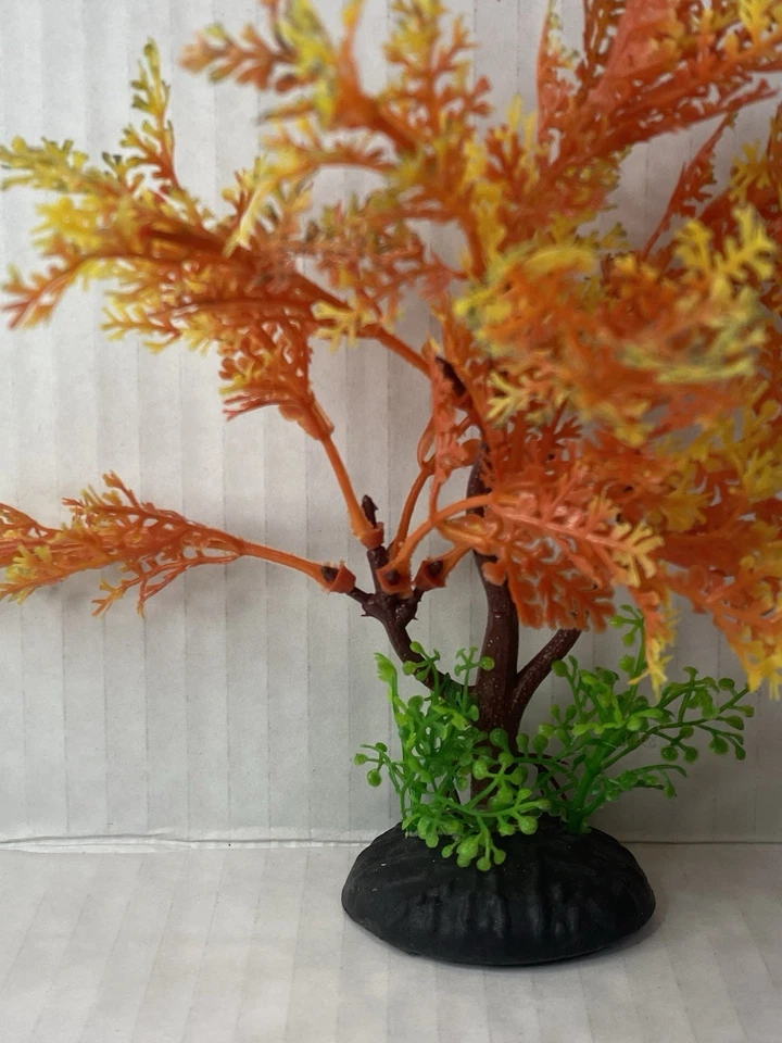 8" Fish Tank Plant Artificial Decoration Aquarium Plant Fish Tank Orange/Yellow - Image 2 of 4