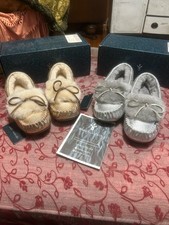 EMU Australia Sheepskin Moccasins Leather Amity Cuffed Crackled New