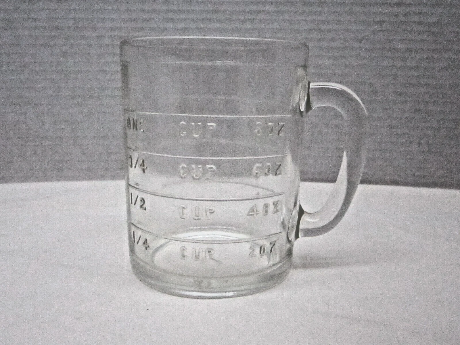 Vintage Hazel Atlas 1 Cup Glass Measuring Cup Embossed Clear Straight Side